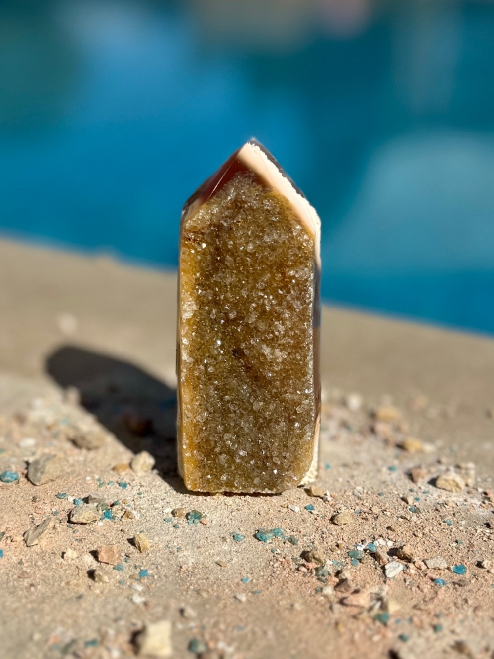 AAA Brazilian Chalcedony Banded Agate Druzy Crystal Tower